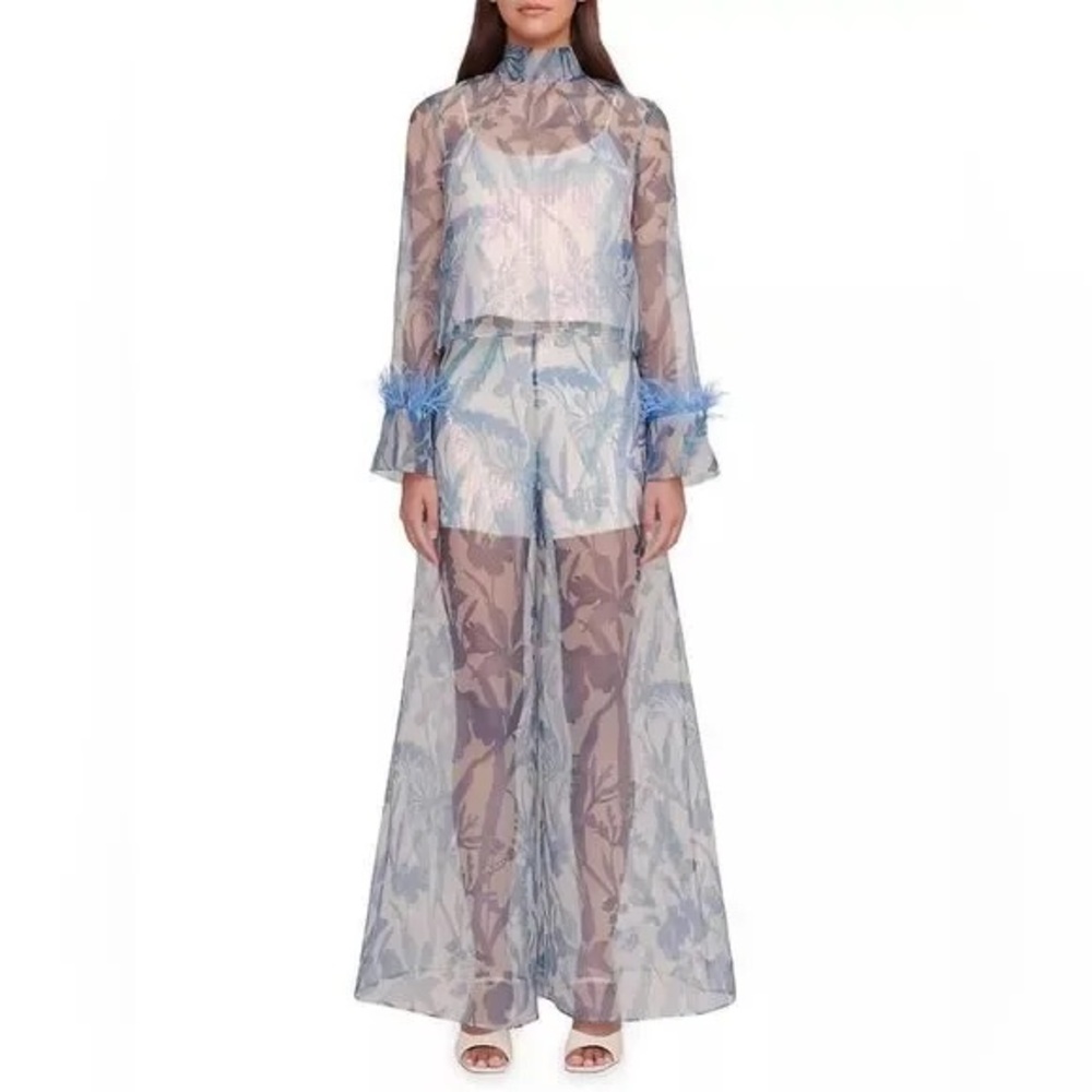 STAUD Rachel Wildflower Pants, Sky Wildflowers New With Tags